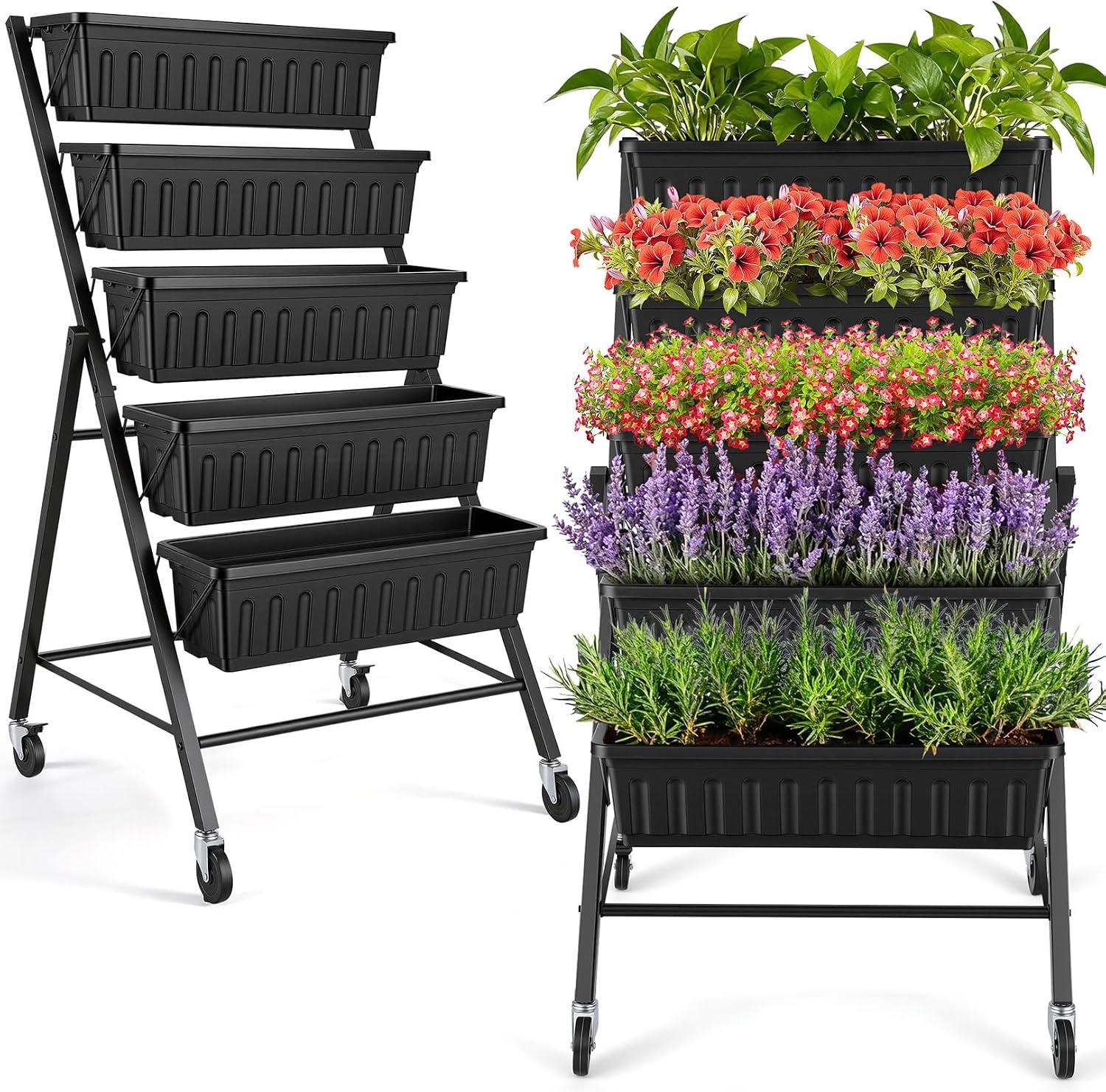 Indoor Herb Garden - Fioriera Verticale Rialzata con Ruote, Set